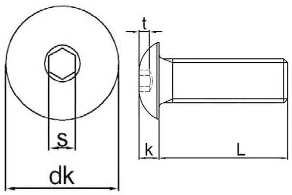 Винт с полукруглой головкой и внутренним шестигранником-xq1