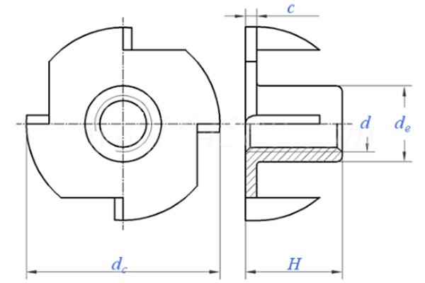 Гайка закладная четырёхлапая-xq1