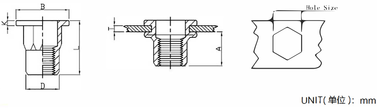 Гайка заклёпочная плоская полушестигранная-xq1